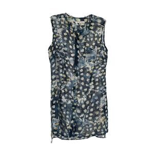 Cabi Avery Tunic Top Size XS Sheer Button Front Sleeveless Blouse Blue #416 Cute